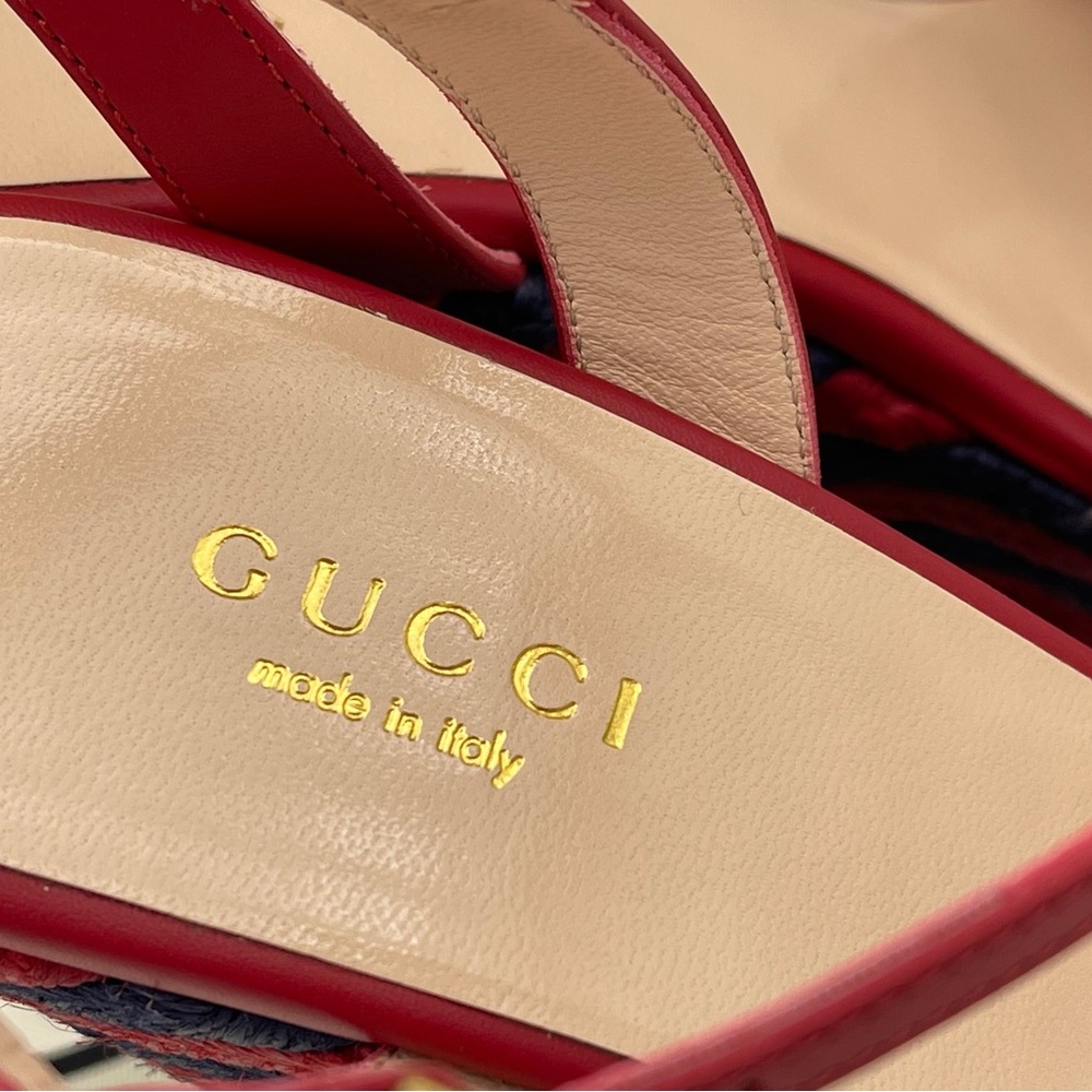 Authentic GUCCI Marmont Double G Leather Espadrille Platform Sandals - Picture 14 of 16